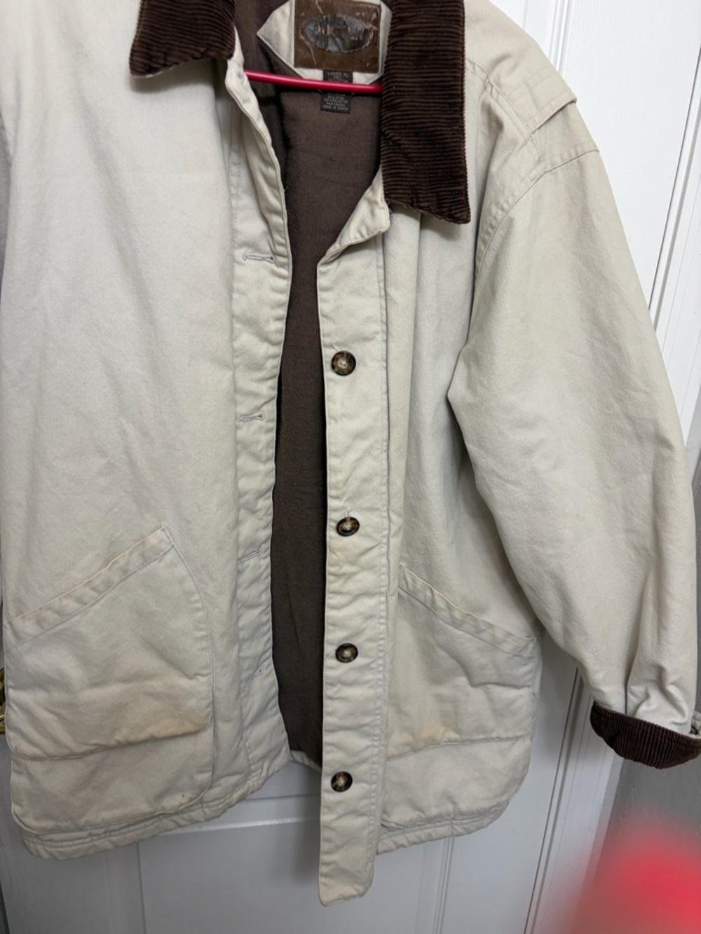 Austin Clothing Co. Cream Work Jacket with Brown Corduroy Collar